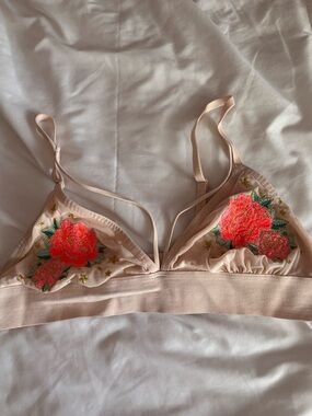 Victoria's Secret Bralette with Coral Rose Embroidery